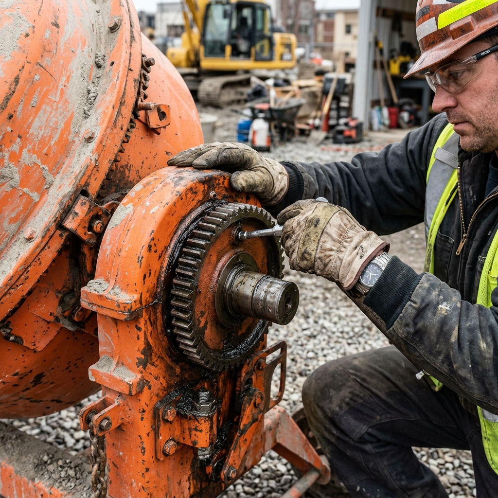 Concrete mixer gear maintenance